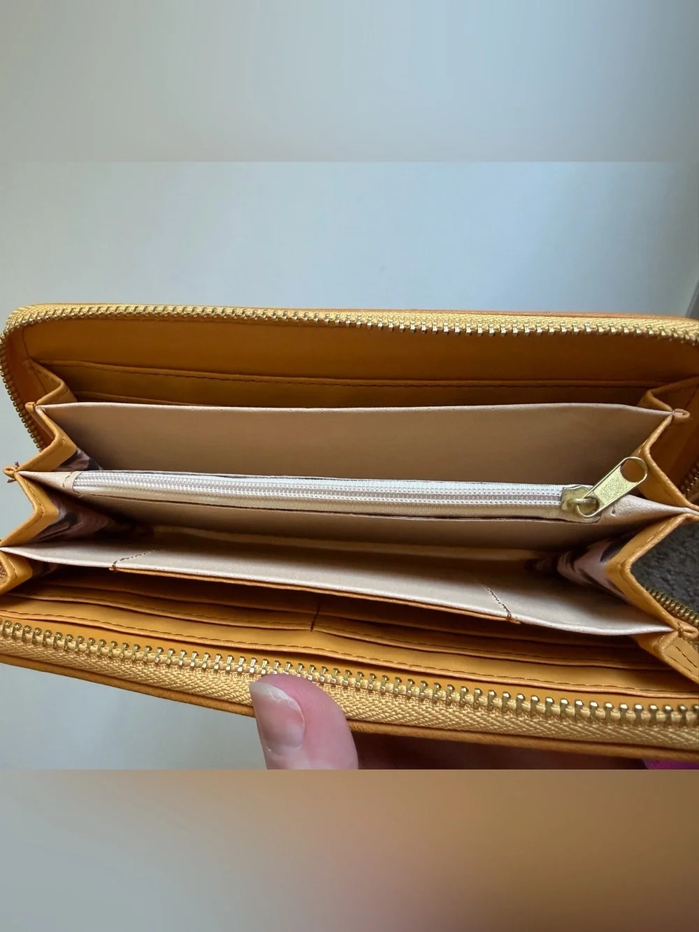 Tory Burch mustard yellow Wristlet Wallet with Gold Logo Accent